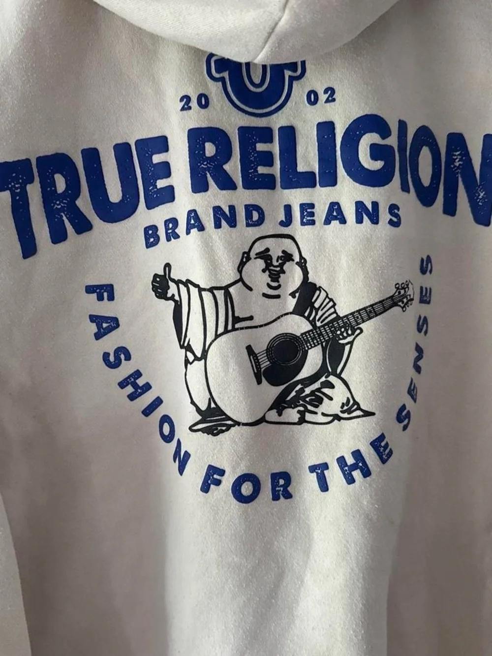 True Religion Cream / White Pullover Full Zip Buddha Graphic Hoodie